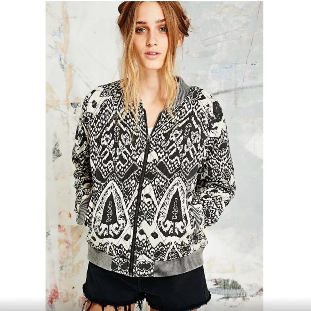 Free People Love Story Quilted Print Bomber Jacket